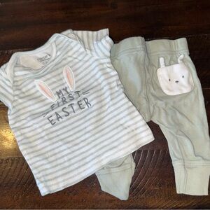 Carter's Mint and White Striped 'My First Easter' Baby Set